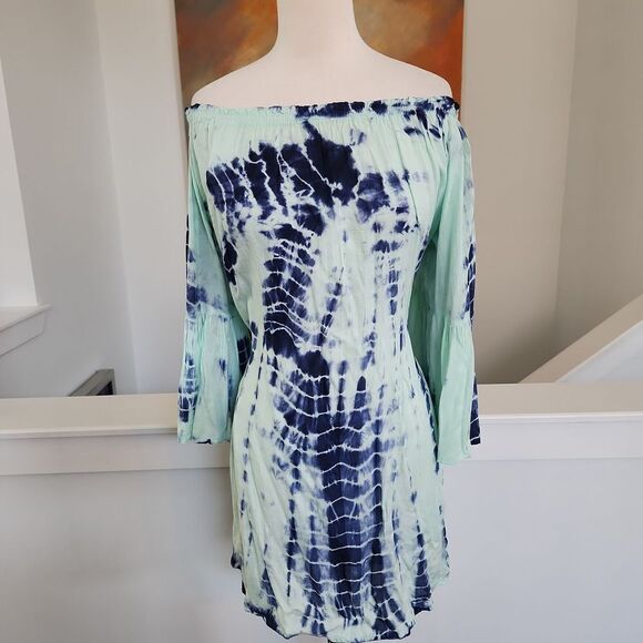 H&M tie dye dress green and blue size L - Picture 1 of 4